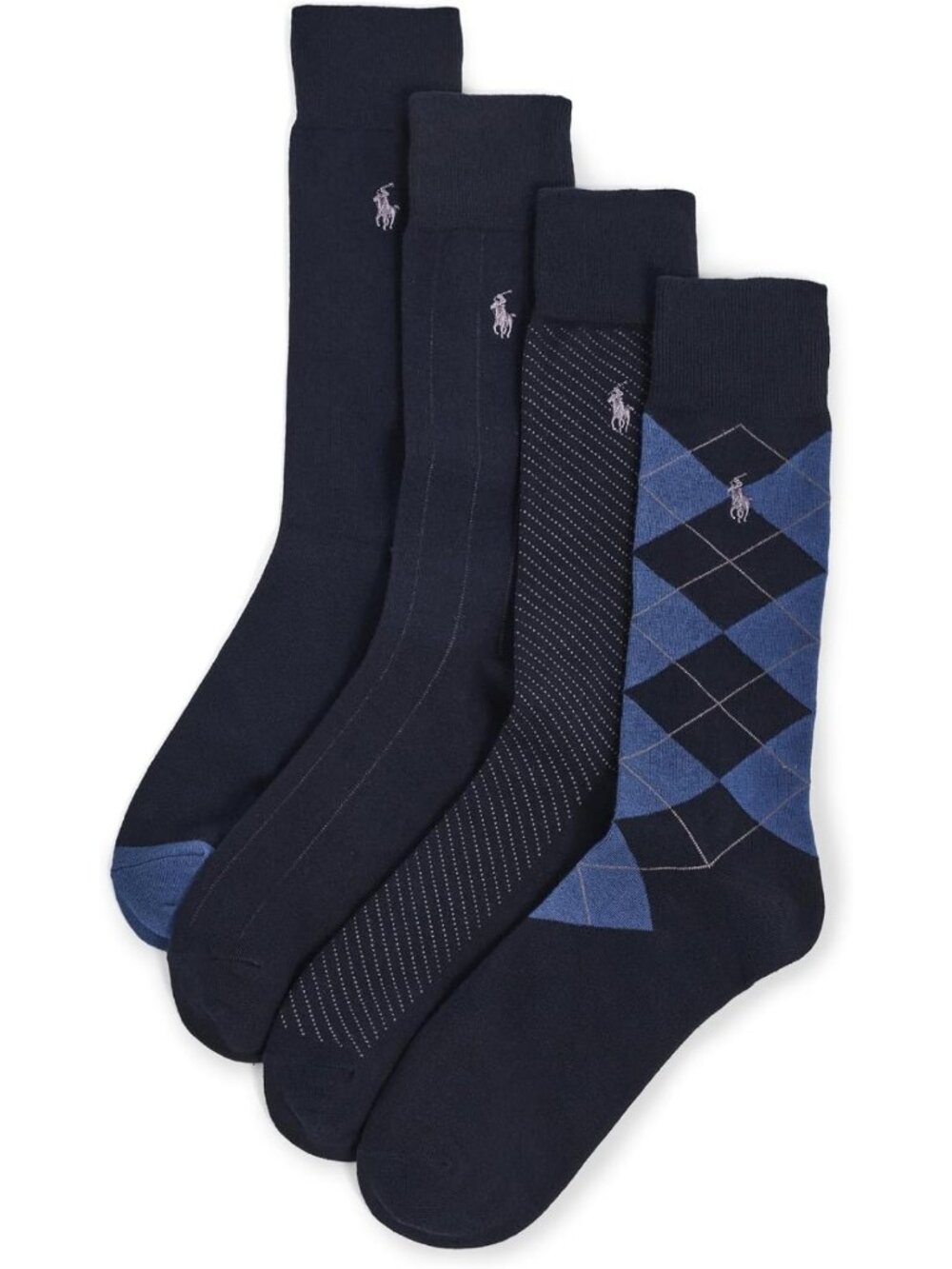 Men's Assorted Pattern Dress Crew Socks - 4-Pack, Stylish & Comfortable Fashion
